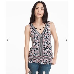 NEW White House Black Market Sleeveless Printed Date Tank Top Size Women’s Small
